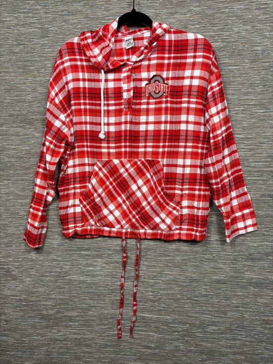 Unknown Other - Ohio State Buckeyes Shirt Womens Small Red NCAA Football Plaid Hoodie FourTees